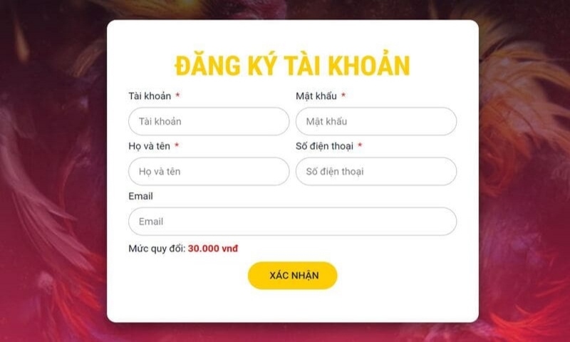 Điền đầy đủ thông tin đăng ký SV388